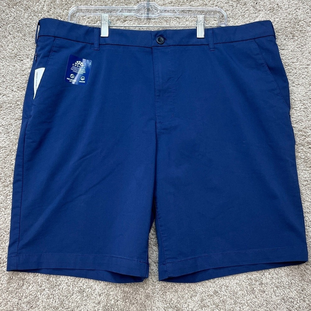 IZOD Performance Shorts Mens 40 Navy Blue Flat Front Ultraflex Cool FX Wicking